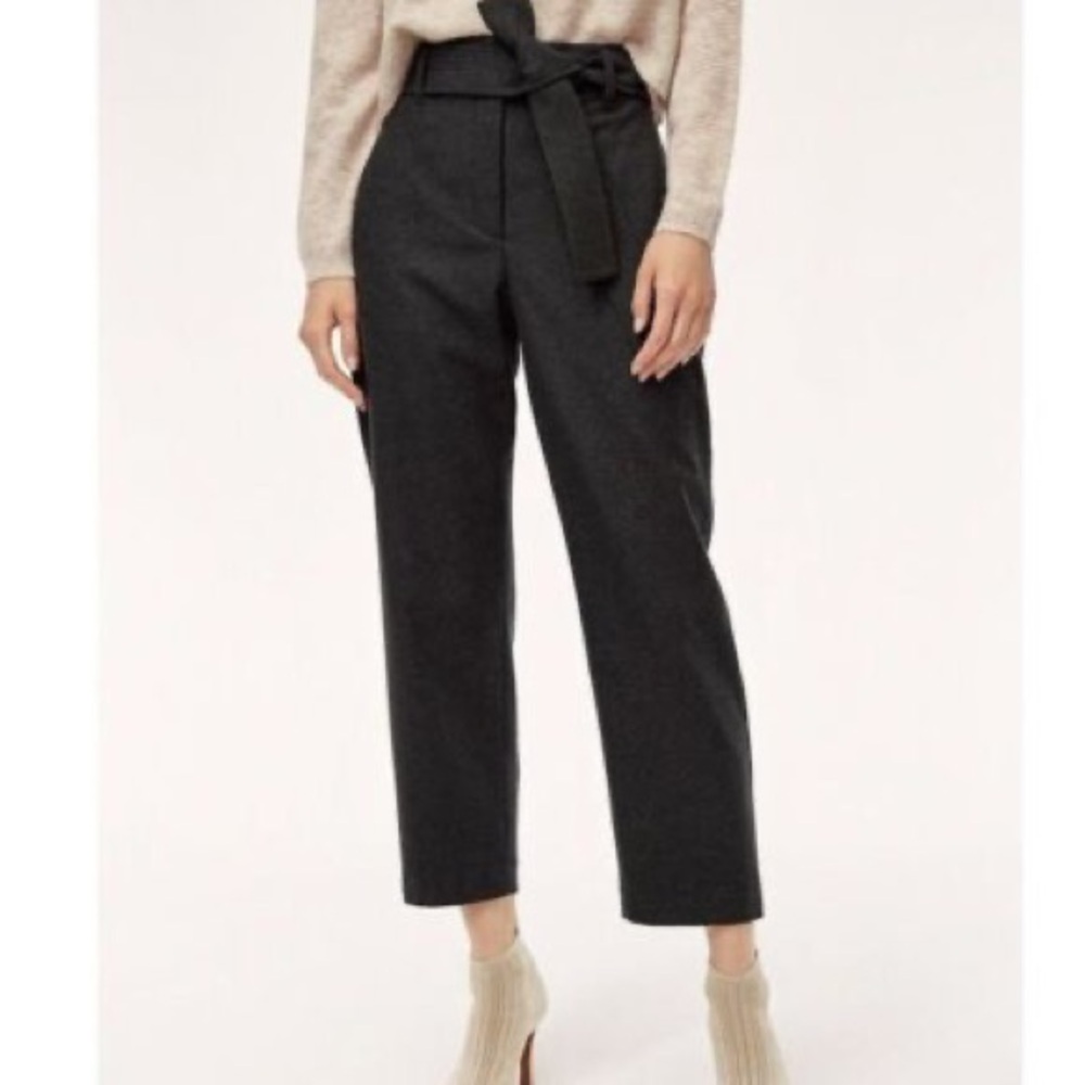 Wilfred Jallade wool and cashmere belted pants in charcoal grey
